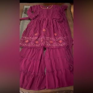 3 piece girls outfit size 36. Georgette fabric. Wine/burgundy color.